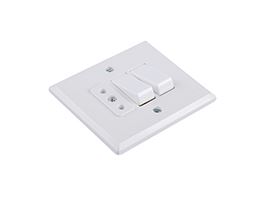 Two Single pole one-way switches & one 2x10A socket-outlet 